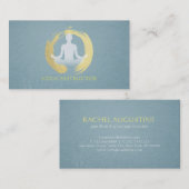 エレガントなヨガ瞑想ポーズ ゴールド箔 ZEN シンボル 名刺 (正面/裏面)