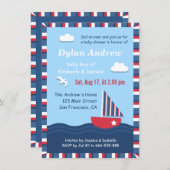 エレガントなヨットの航海のなベビーシャワーのパーティー 招待状 (正面/裏面)