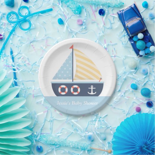 エレガントなヨットの航海のなベビーシャワーの供給 ペーパープレート (パーティー)