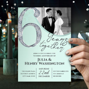 エレガントなライトグリーン結婚記念日 招待状