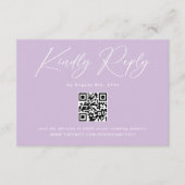 エレガントなライトパープルのライラックの結婚式の出欠確認 エンクロージャーカード (正面)