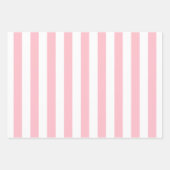 エレガントなライトピンクのホワイトストライプ模様 ラッピングペーパーシート (正面)
