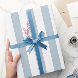 エレガントなライトブルーとホワイトのストライプ柄 ラッピングペーパー