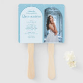 エレガントなライトブルーのキンセアニエラ - フォトプログラム ハンドファン (正面&裏面)