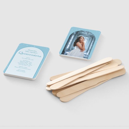 エレガントなライトブルーのキンセアニエラ - フォトプログラム ハンドファン (組立なし)