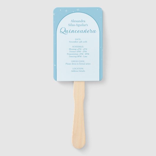 エレガントなライトブルーのキンセアニエラ - フォトプログラム ハンドファン (正面)