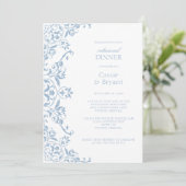 エレガントなライトブルーのテーマの結婚式リハーサルディナー招待状 招待状 (スタンド正面)