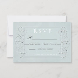 エレガントなライトブルーの結婚式 RSVP メニュー選択肢 招待状