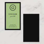 エレガントなライムおよび黒いモノグラムの名刺 名刺 (正面/裏面)