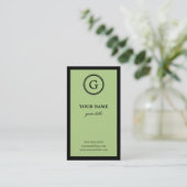 エレガントなライムおよび黒いモノグラムの名刺 名刺 (スタンド正面)