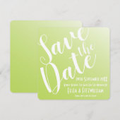 エレガントなライムグリーンオンブレのSave The Date 招待状 (正面/裏面)
