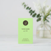 エレガントなライム及びブラウンのモノグラムの名刺 名刺 (スタンド正面)