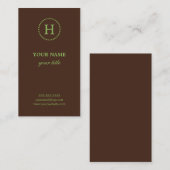 エレガントなライム及びブラウンのモノグラムの名刺 名刺 (正面/裏面)