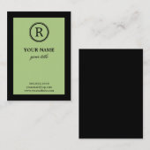 エレガントなライム及び黒いモノグラムのプロフィールカード 名刺 (正面/裏面)