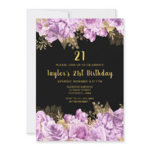 エレガントなライラックとゴールドの花の誕生日パーティー