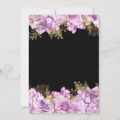 エレガントなライラックとゴールドの花の誕生日パーティー 招待状 (裏面)