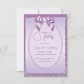 エレガントなライラックの宝石と輝きの誕生日 招待状 (正面)