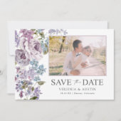 エレガントなライラックの結婚式フォト セーブザデート (正面)