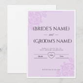 エレガントなライラックの花のダマスク模様の結婚式招待状 招待状 (正面/裏面)