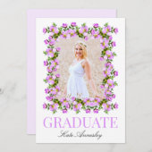 エレガントなライラックの花の卒業パーティー招待状 招待状 (正面/裏面)