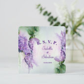エレガントなライラックの花の結婚式出欠確認 招待状 (スタンド正面)