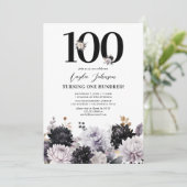 エレガントなライラックの花の100歳の誕生日招待状 招待状 (スタンド正面)