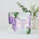 エレガントなライラックの花 ブライドメイド依頼カード 招待状 (スタンド正面)