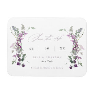 エレガントなライラックの野生の花の結婚式 Save The Date マグネット