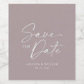 エレガントなライラックのSave the Date ワインボトルラベル ワインラベル (シングルラベル)