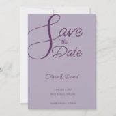 エレガントなライラックのSave the Date 招待状 (正面)