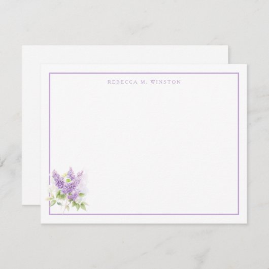 エレガントなライラックパープルグリーンオリジナル ノートカード (正面/裏面)