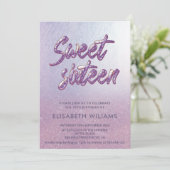 エレガントなライラック ミニマリスト シック グリッター カリグラフィー 招待状 (スタンド正面)