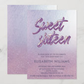 エレガントなライラック ミニマリスト シック グリッター カリグラフィー 招待状 (正面/裏面)