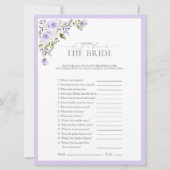 エレガントなライラック ラベンダー フラワーブライダルシャワーゲーム 招待状 (正面)