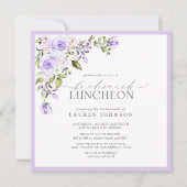 エレガントなライラック ラベンダー フラワーブライダルランチョン 招待状 (正面)