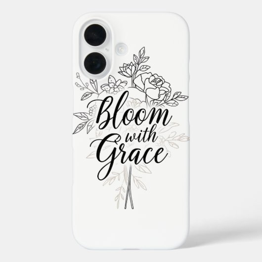 エレガントなラインアートの花のタイポグラフィ Case-Mate iPhoneケース (裏面)