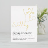 エレガントなラインアートの顔 QR ウェディング リアル フォイル インビタ 箔招待状 (立ち正面)