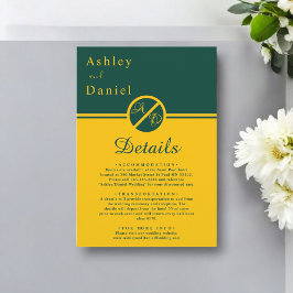 エレガントなラグジュアリーグリーンとゴールドのモノグラムウェディング エンクロージャーカード