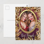 エレガントなラグジュアリー ゴールド フラワーズ お客様の写真を追加 カスタム ポストカード (正面/裏面)