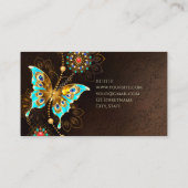 エレガントなラグジュアリー バタフライ ブラウンターコイズ ゴールド 名刺 (裏面)
