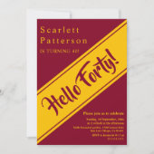 エレガントなラグジュアリー バーガンディーとゴールドの40歳の誕生日 招待状 (正面)