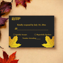 エレガントなラグジュアリー ブラック ゴールドの葉の落ちる結婚式