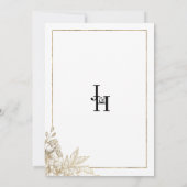 エレガントなラグジュアリー ホワイト ゴールド フラワー ウェディング 招待状 (裏面)