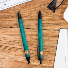 エレガントなラグジュアリー モノグラム パーソナライズ ゴールド グリーン 黒ボールペン