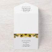エレガントなラスティックひまわりゴールドQRコードウェディング オールインワン招待状 (外側)
