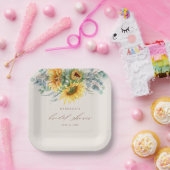 エレガントなラスティックひまわり ブライダルシャワー ペーパープレート (パーティー)