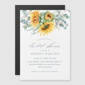 エレガントなラスティックひまわり ブライダルシャワー マグネット招待状 (正面/裏面)