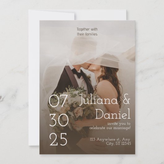 エレガントなラスティックウェディングパーソナライズフォトテンプレート 招待状 (正面)