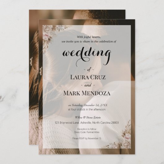 エレガントなラスティックウェディング　招待状　写真にインスパイアされた 招待状 (正面/裏面)