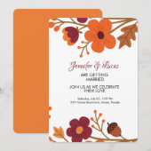 エレガントなラスティックオータム フラワーズ ウェディング 招待状 (正面/裏面)